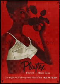 6a0461 PLAYTEX 36x50 Swiss advertising poster 1961 cool image of smiling woman wearing magic bra!