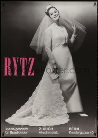 6a0464 RYTZ 36x51 Swiss advertising poster 1967 image of a woman in fantastic wedding dress!