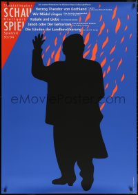 6a0404 STAATSTHEATER SCHAU 33x47 German stage poster 1993 Siebdruck artwork of a silhouette on fire!