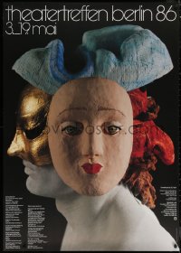6a0410 THEATERTREFFEN BERLIN 86 33x47 German stage poster 1986 image of bust with three masks!