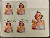 6a0309 WOMAN WITH BEER printer's test 41x54 special poster 1950s sexiest Albert Fisher artwork!