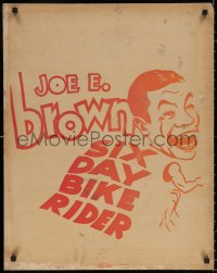 6a0018 6 DAY BIKE RIDER jumbo WC 1934 different art of big-mouthed Joe E. Brown, ultra rare!