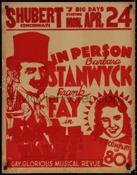 6a0019 TATTLE TALES stage play jumbo WC 1933 Barbara Stanwyck and sexy showgirls, ultra rare!