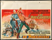 6b0144 BUCCANEER Belgian 1960 art of Yul Brynner, Charlton Heston, directed by Anthony Quinn!