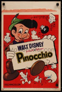 6b0198 PINOCCHIO Belgian R1963 Disney classic cartoon about wooden boy who wants to be real!