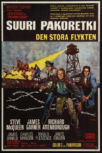 6b0084 GREAT ESCAPE Finnish 1963 Steve McQueen, Charles Bronson, John Sturges classic prison break!