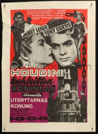6b0090 HOUDINI Finnish 1954 different magician Tony Curtis and his sexy assistant Janet Leigh!