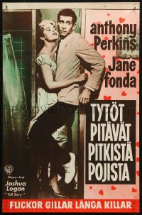 6b0117 TALL STORY Finnish 1960 Anthony Perkins, early Jane Fonda, different design by Engel!