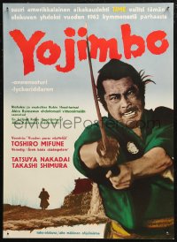 6b0125 YOJIMBO Finnish 1963 Akira Kurosawa, close up image of samurai Toshiro Mifune!