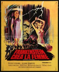 6b0642 FRANKENSTEIN CREATED WOMAN French 17x21 1967 cool art of Peter Cushing & sexy Susan Denberg!