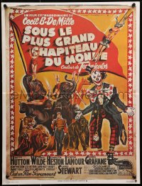 6b0653 GREATEST SHOW ON EARTH French 16x21 R1970s Cecil B. DeMille circus classic, great Soubie art!