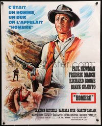 6b0655 HOMBRE French 18x22 1966 cool art of Paul Newman by Boris Grinsson, directed by Martin Ritt!