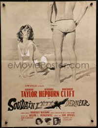 6b0700 SUDDENLY, LAST SUMMER French 16x21 R1980s Gourdon art of sexy Elizabeth Taylor in swimsuit!