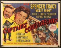 6b0259 CAPTAINS COURAGEOUS style B 1/2sh R1946 great c/u of Spencer Tracy & Mickey Rooney!