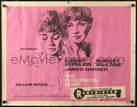 6b0262 CHILDREN'S HOUR 1/2sh 1962 close up artwork of Audrey Hepburn & Shirley MacLaine!