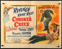 6b0264 CORONER CREEK style B 1/2sh 1948 cowboy Randolph Scott with sexy Marguerite Chapman, rare!
