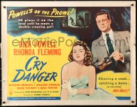 6b0266 CRY DANGER style B 1/2sh 1951 great film noir art of Dick Powell & Rhonda Fleming!