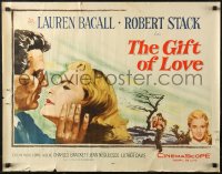 6b0278 GIFT OF LOVE 1/2sh 1958 great romantic close up art of Lauren Bacall & Robert Stack!