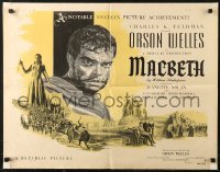 6b0303 MACBETH . 1/2sh 1948 Anton art of star & director Orson Welles, Jeanette Nolan, Shakespeare!