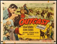 6b0315 OUTCAST style A 1/2sh 1954 John Derek, Joan Evans, reckless violence & love in the West!