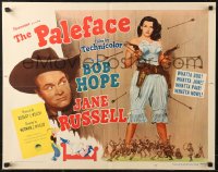 6b0317 PALEFACE style A 1/2sh 1948 Bob Hope & sexy Jane Russell with pistols, Hirschfeld art, rare!