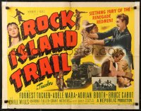 6b0325 ROCK ISLAND TRAIL style B 1/2sh 1950 Forrest Tucker vs Native Americans, cool train art!