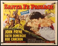 6b0327 SANTA FE PASSAGE style B 1/2sh 1955 romantic art of John Payne & Faith Domergue, Rod Cameron!