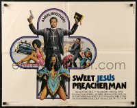 6b0340 SWEET JESUS PREACHER MAN 1/2sh 1973 wild art of black preacher with gun, Bible & sexy babes!