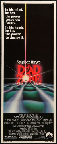 6b0501 DEAD ZONE insert 1983 David Cronenberg, Stephen King, he has the power to see the future!