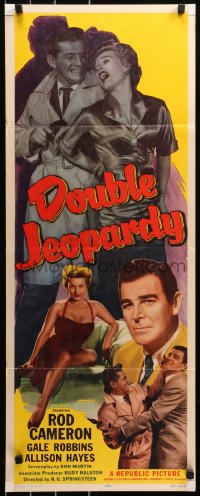 6b0504 DOUBLE JEOPARDY insert 1955 great artwork of super sexy bad Gale Robbins & Rod Cameron!