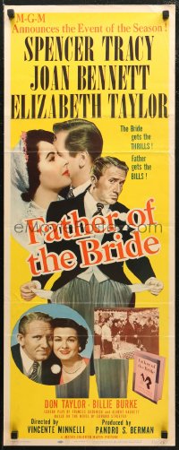 6b0508 FATHER OF THE BRIDE insert 1950 Liz Taylor in wedding gown & broke Spencer Tracy!