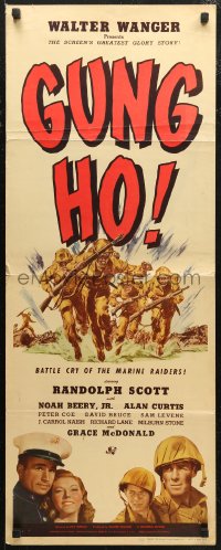 6b0518 GUNG HO insert 1943 Randolph Scott, Noah Beery Jr, battle cry of the marine raiders!