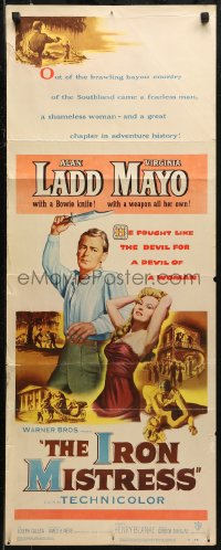 6b0529 IRON MISTRESS insert 1952 Alan Ladd as Jim Bowie w/ his famous knife & sexy Virginia Mayo!