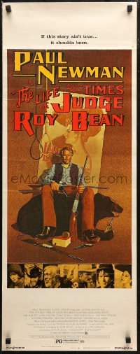 6b0539 LIFE & TIMES OF JUDGE ROY BEAN insert 1972 John Huston, art of Paul Newman by Richard Amsel!