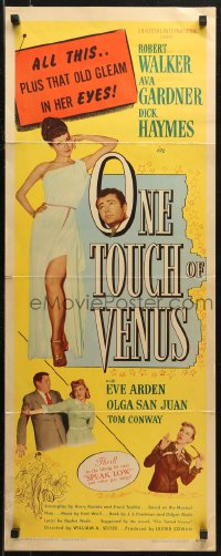 6b0562 ONE TOUCH OF VENUS insert 1948 sexy Ava Gardner, Robert Walker, w/great full-length image!