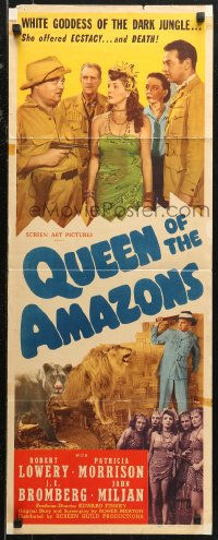 6b0567 QUEEN OF THE AMAZONS insert 1947 Robert Lowery, Patricia Morrison, sexy jungle warriors!