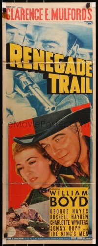 6b0573 RENEGADE TRAIL insert 1939 William Boyd as Hopalong Cassidy, Lazy Rolls the Rio Grande!