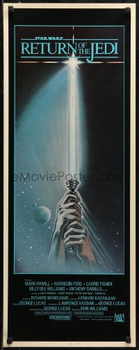 6b0575 RETURN OF THE JEDI int'l insert 1983 George Lucas, art of hands holding lightsaber by Reamer!