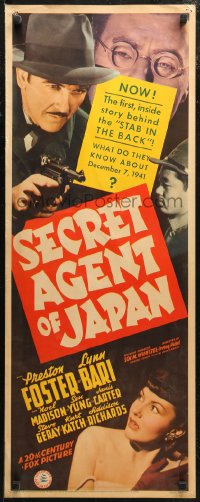 6b0583 SECRET AGENT OF JAPAN insert 1942 Preston Foster, Lynn Bari, Noel Madison, Sen Yung