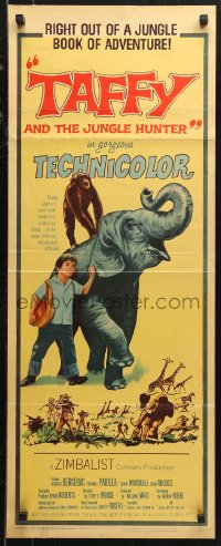 6b0591 TAFFY & THE JUNGLE HUNTER insert 1965 Jacques Bergerac, great art of boy with baby elephant!