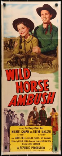 6b0608 WILD HORSE AMBUSH insert 1952 art of Michael Chapin & Eilene Janssen as The Rough Ridin' Kids!
