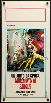6b0952 BLOOD SPATTERED BRIDE Italian locandina 1975 wild art of screaming woman & faceless painting!