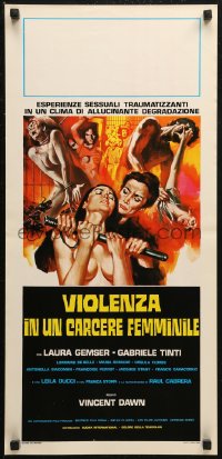 6b0959 CAGED WOMEN Italian locandina 1984 lesbians in prison, different sexy art with yellow title!