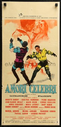6b0994 FAMOUS LOVE AFFAIRS Italian locandina 1961 Brigitte Bardot, cool different art of fencers!