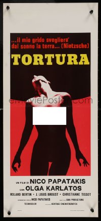 6b1007 GLORIA MUNDI Italian locandina 1977 art of tortured naked Olga Karlatos, Nikos Papatakis!