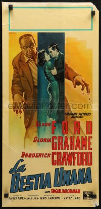 6b1017 HUMAN DESIRE Italian locandina 1955 Capitani art of Gloria Grahame & Glenn Ford + Crawford!