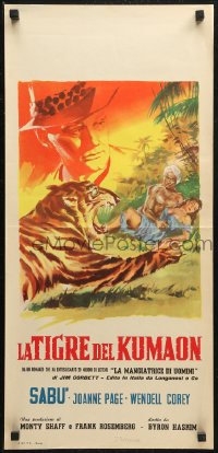 6b1043 MAN-EATER OF KUMAON Italian locandina R1960s Sabu, Wendell Corey, Joanne Page, cool art of tiger!