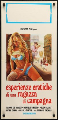 6b1063 RANCH OF THE NYMPHOMANIAC GIRLS Italian locandina 1976 sexy Sciotti art of nearly naked girl!