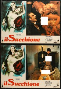 6b0910 DRACULA BLOWS HIS COOL group of 4 Italian 19x26 pbustas 1981 with sexy Avelli border art!