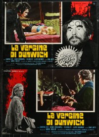 6b0863 DUNWICH HORROR group of 8 Italian 18x26 pbustas 1970 AIP, Sandra Dee in Lovecraft's terror!